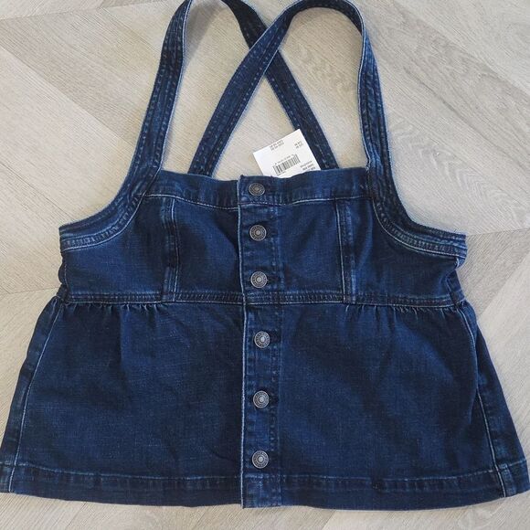 American Eagle Dark Blue Button Front, Denim Halter Top, NWT, MEDIUM - Picture 1 of 6